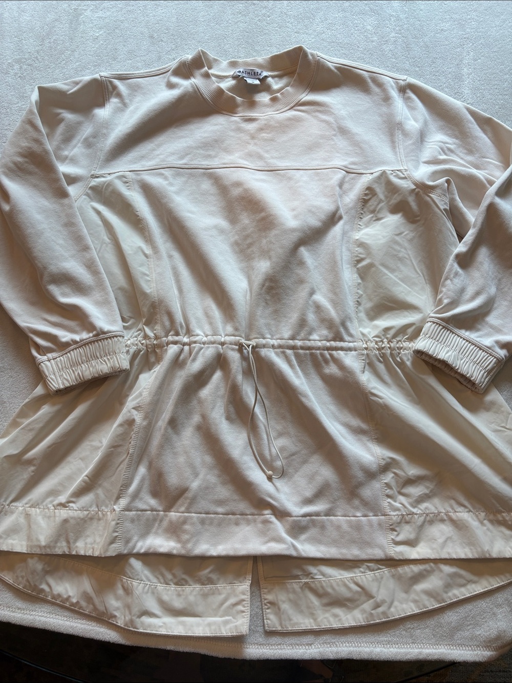 ATHLETA LIGHT CREAM DRAWSTRING WAIST PULLOVER